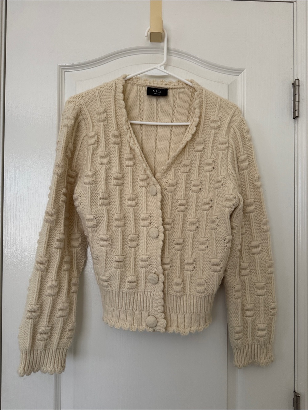 Vici Cream Textured Button Cardigan - Picture 5 of 8